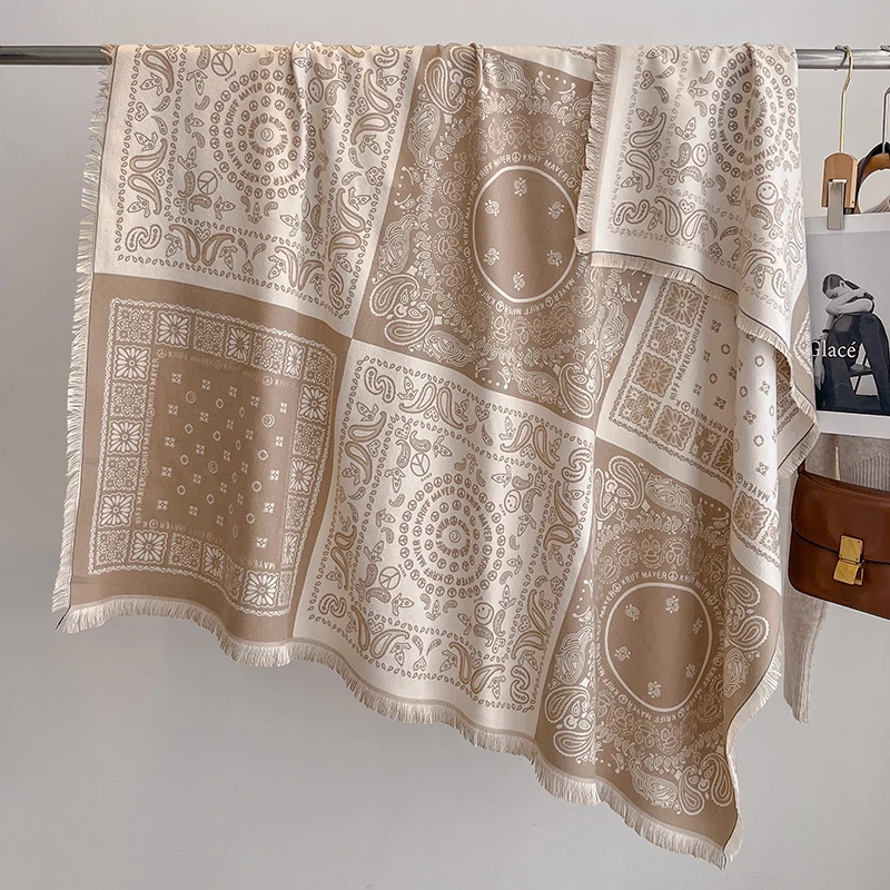 2025, Luxusmarke, Winter-Damen-Kaschmirschal – abstrakt bedruckter Schal mit Quasten, Pashmina-Bandana und eleganter Poncho – Detail 13