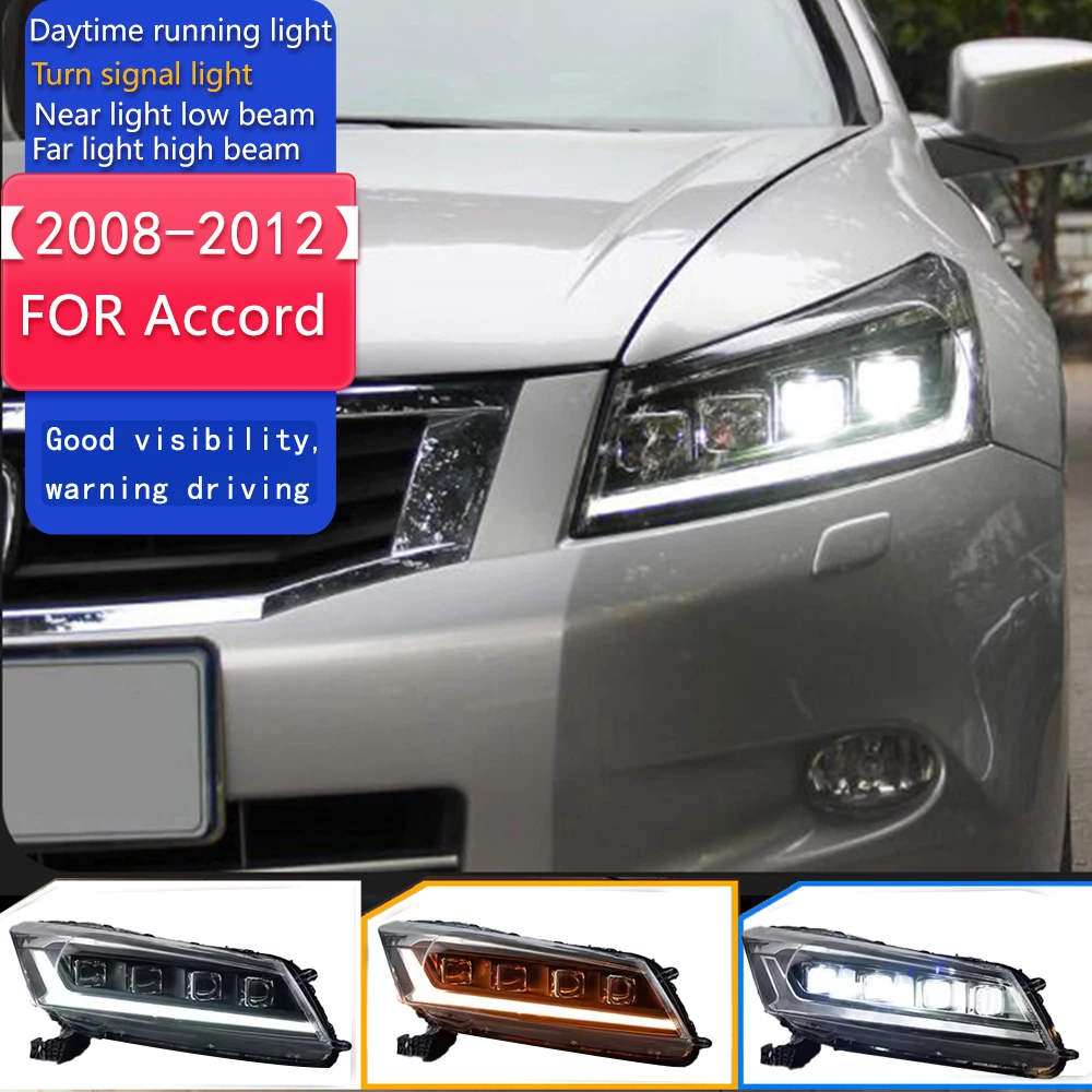 

Автомобильный Стайлинг, фара для светодиодной фары Accord 2008-2012, динамический сигнал, светодиодный DRL, спрятанная фара, ангельский глаз, 4 линзы, аксессуары