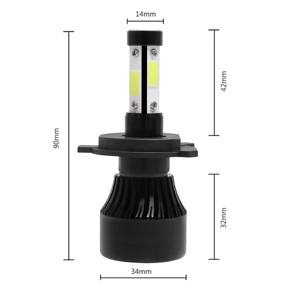 Bombillas LED para faros delanteros de coche H4 de 4 lados, luz alta/Baja, 6500K, 9003 HB2, 2500W, 375000LM, foco negro impermeable, accesorios para