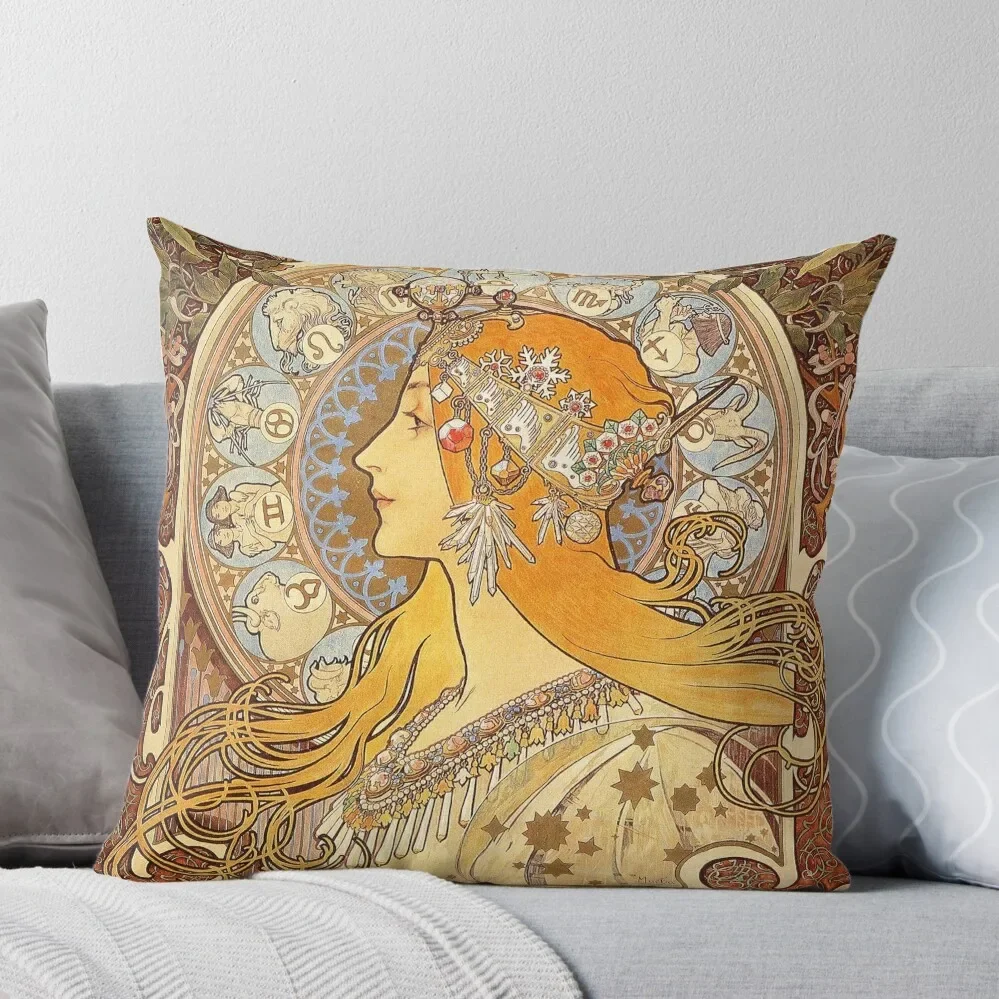 

Alphonse Mucha Zodiac Art Nouveau Woman Throw Pillow Cushion Cover For Sofa Custom Cushion Cushions For Children