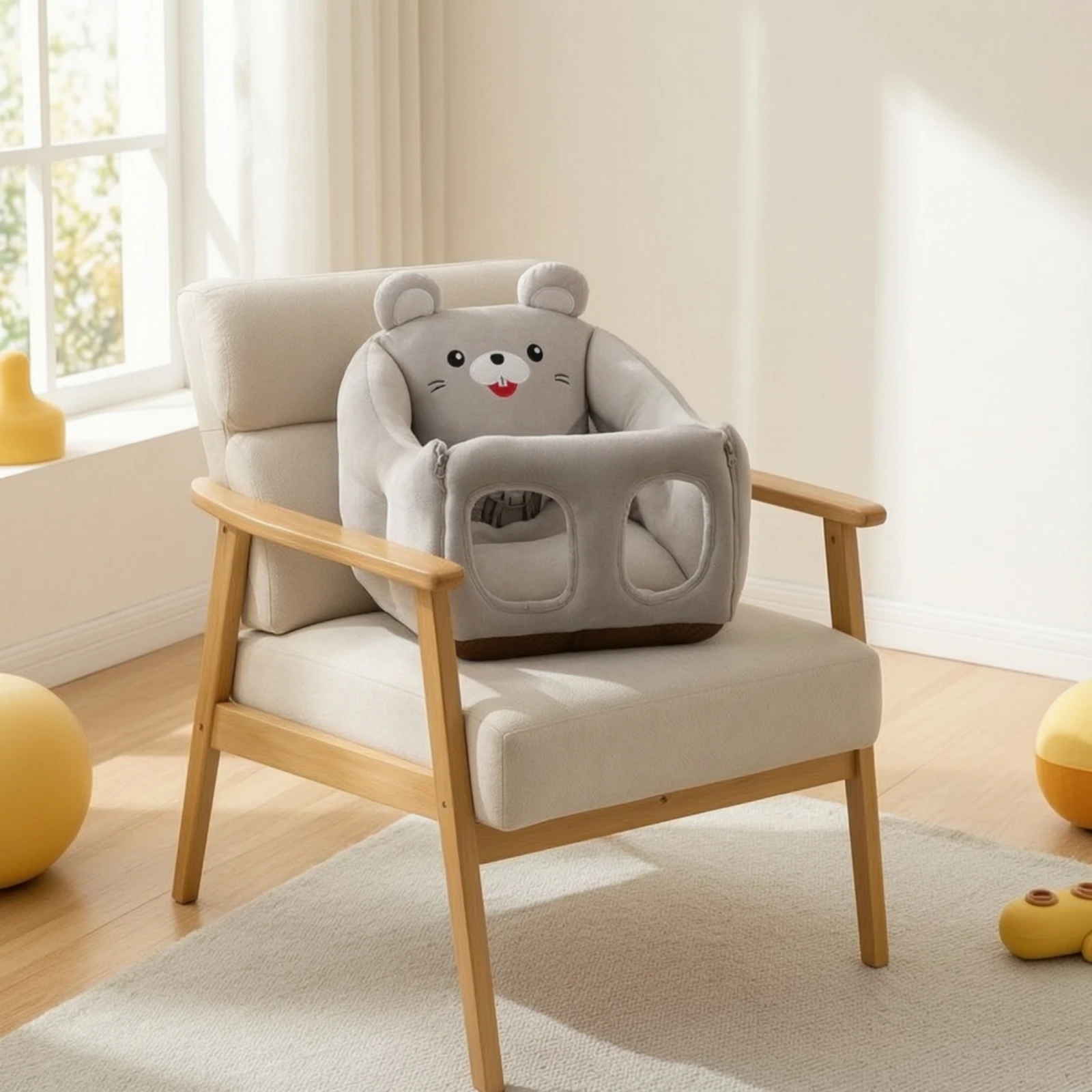 

Baby Learning Seat Soft Baby Floor Seat with Straps Support Floor Chair Padded Furniture Soft for Babies, Playroom, Living Room