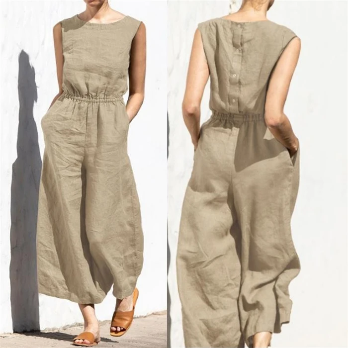 بدلة قفز نسائية غير رسمية من Faionable، ملابس داخلية عالية الخصر، سراويل واسعة الساق، مجموعة سراويل طويلة للشارع، مجموعة الصيف