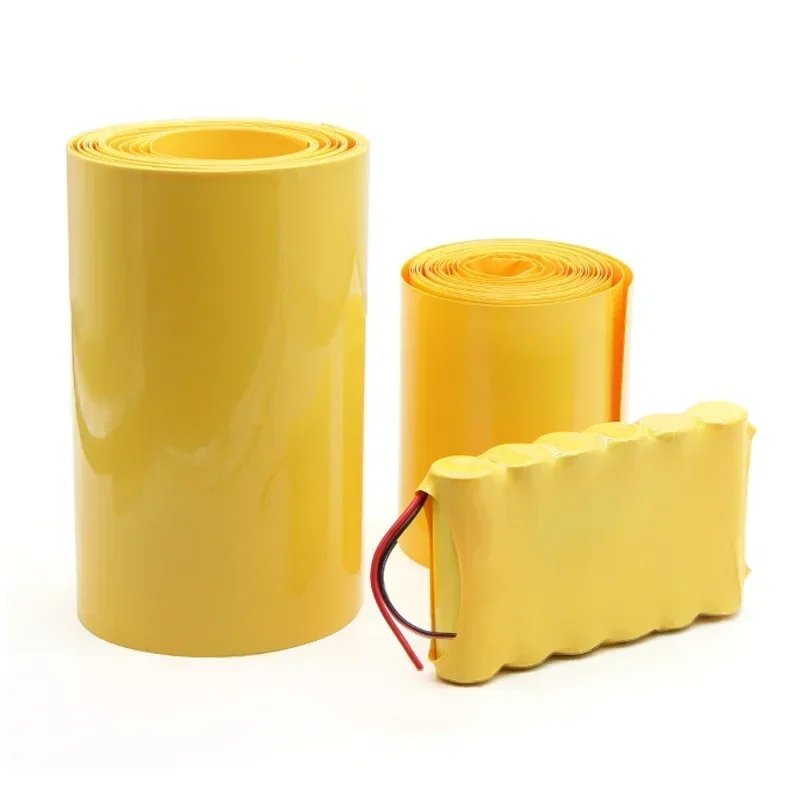 Paquete de Tubo termorretráctil de PVC para batería Lipo, 7mm ~ 200mm, amarillo, 18650, 1M ~ 20M, envoltura de película aislada, funda de Cable de protección de caja de litio