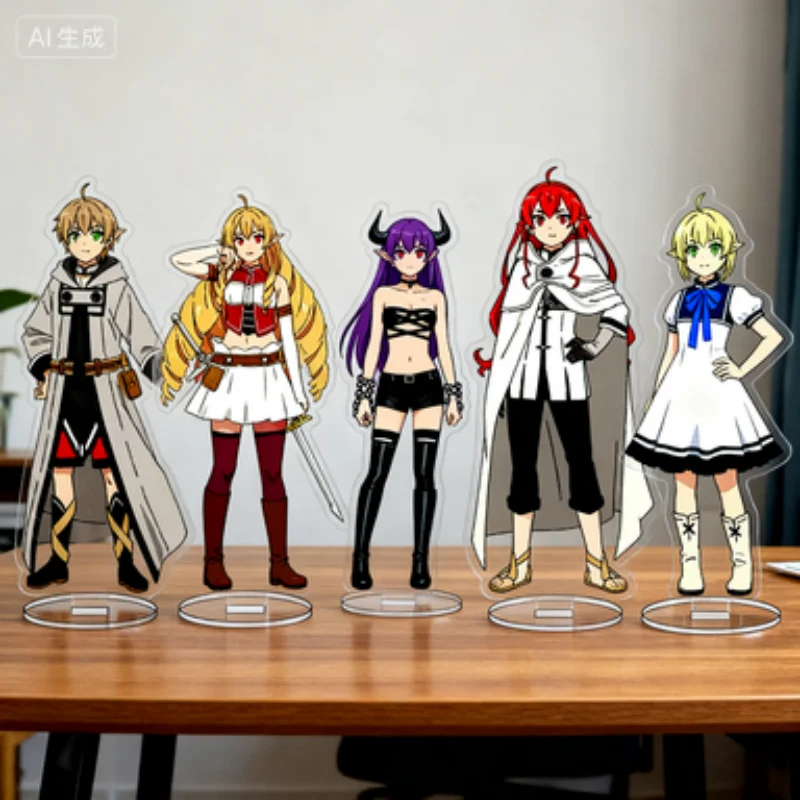 Anime Mushoku Tensei: ديكورات مكتب التناسخ العاطلين عن العمل، حامل أكريليك، ملحقات شخصيات الرسوم المتحركة