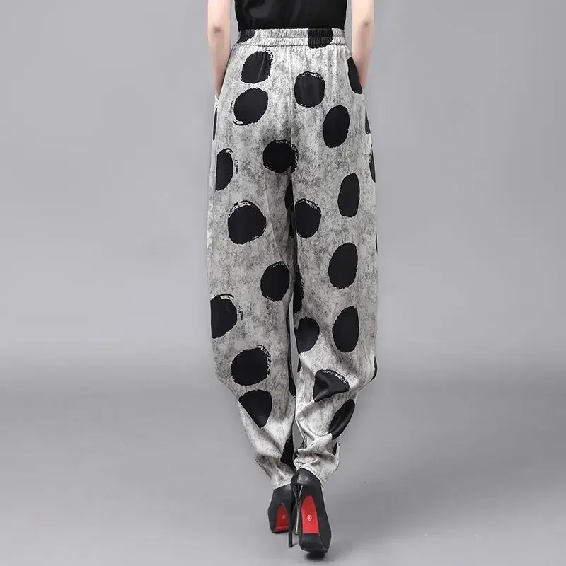 

Women Clothes Vintage Polka Dot Print Oversized Streetwear Harem Pants Spring High Waist Trousers Casual Baggy Pantalones L61