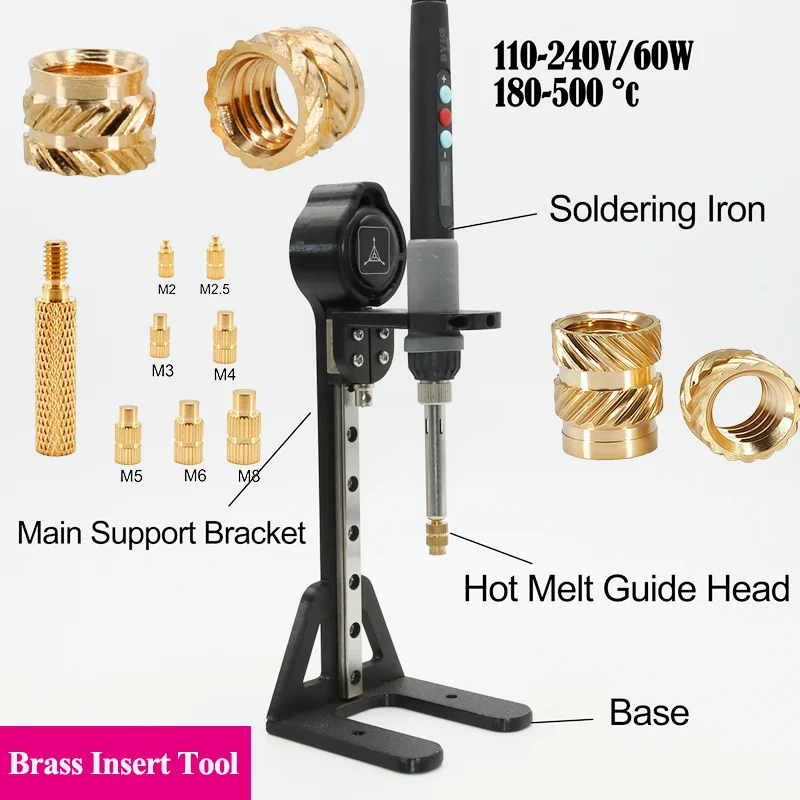 

Heat Set Threaded Insert 3d Printing Tool Manual Implantation Machine M3 M4 Brass Hot Melt Insert Nut Plastic Soldering Iron Tip