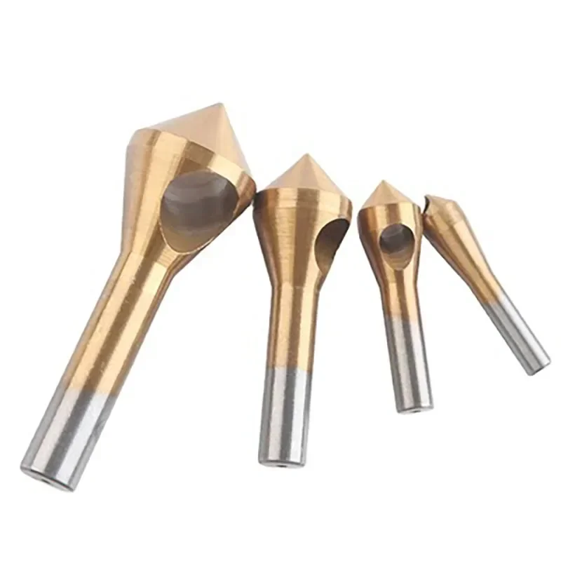 

4PCS Titanium Countersink Deburring Drill Taper Hole Cutter Steel/Aluminum Countersunk Head Chamfering Tools 2-5-10-15-20
