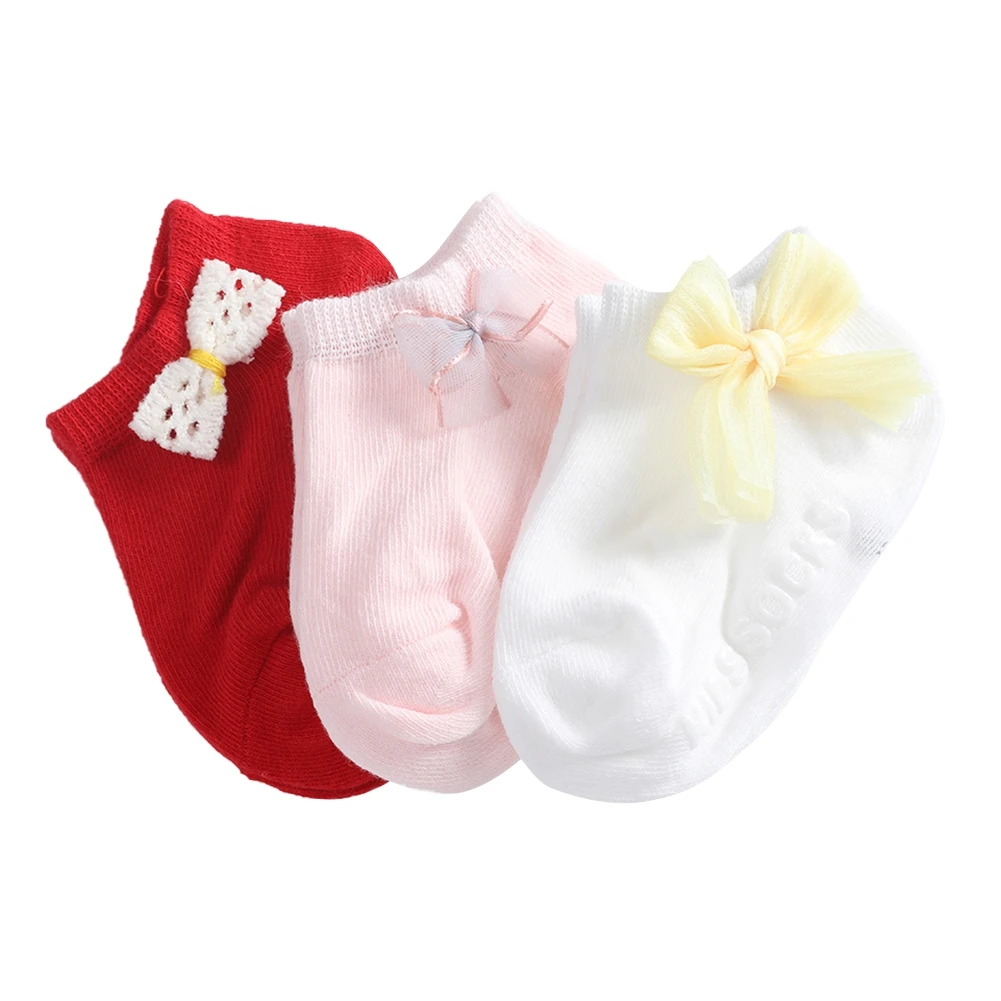 Jlong 3 Pairs/lot Infant Floor Socks Spring Baby Solid Color Cotton Socks Kids Girls Soft Anti-slip Boat Socks  0-5 Years