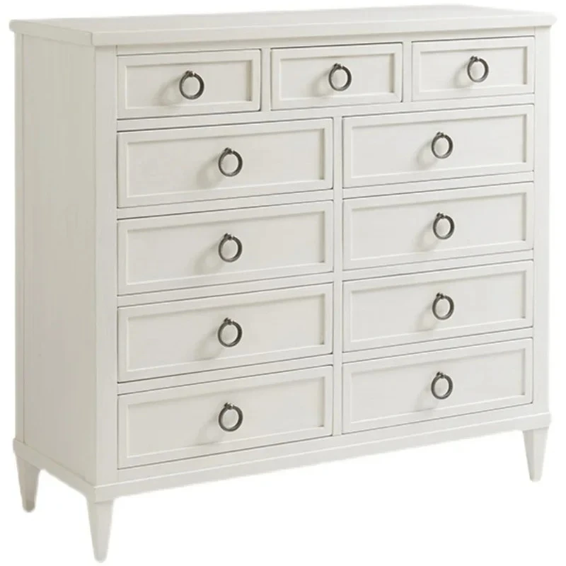 

FG44American Pastoral Country White Mediterranean New Chinese Drawer Storage Side Cabinet