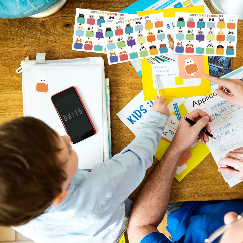 만화 동물 이름 스티커, 학교 용품, 15 가지 디자인, 빈 단어 스티커, 병 라벨 문구, 45-90 개