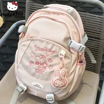 Sanrio Hello Kitty Borduurpatroon Rugzakken, Schooltassen Met Hoge Esthetische, Y 2K Schattige Cartoon Student College Grote Rugzak
