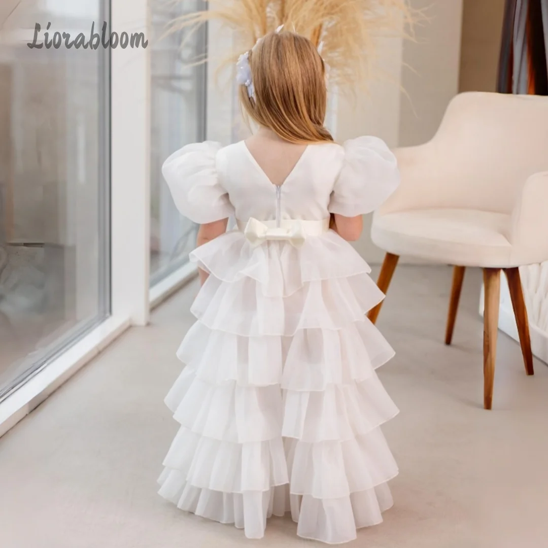 Customized Flower Girl Dress Puff-Sleeve Layered Tulle Dress Multicolor Princess Dress Wedding Party Attire свадебное платье