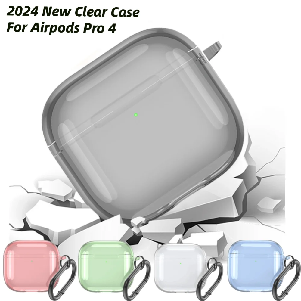 Translucent Protecitve Case For AirPods 4 Premium Sleeve Cover For AirPods 4th Generation Case Drop Protector with Carabiner