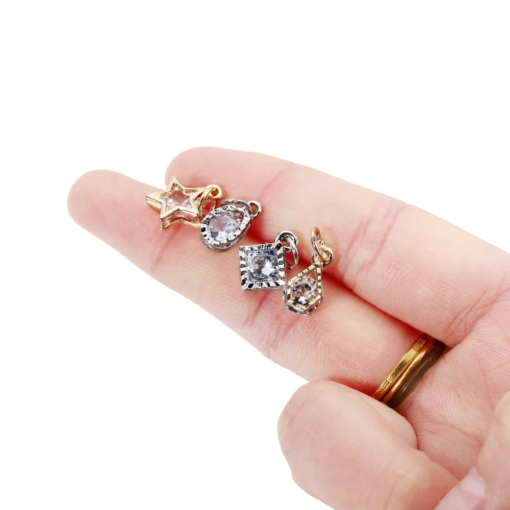 10Pcs/lot Alloy Fashion Rhinestone Hearts Pendant Charms For Earrings Necklaces DIY Love Charms Jewelry  Making Accessories