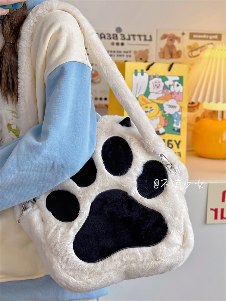 

Harajuku кошачья лапа милые рюкзаки Y2k женские Kwaii мягкий шикарный белый школьный рюкзак в стиле Лолиты женский винтажный плюшевый Mochilas эстетический