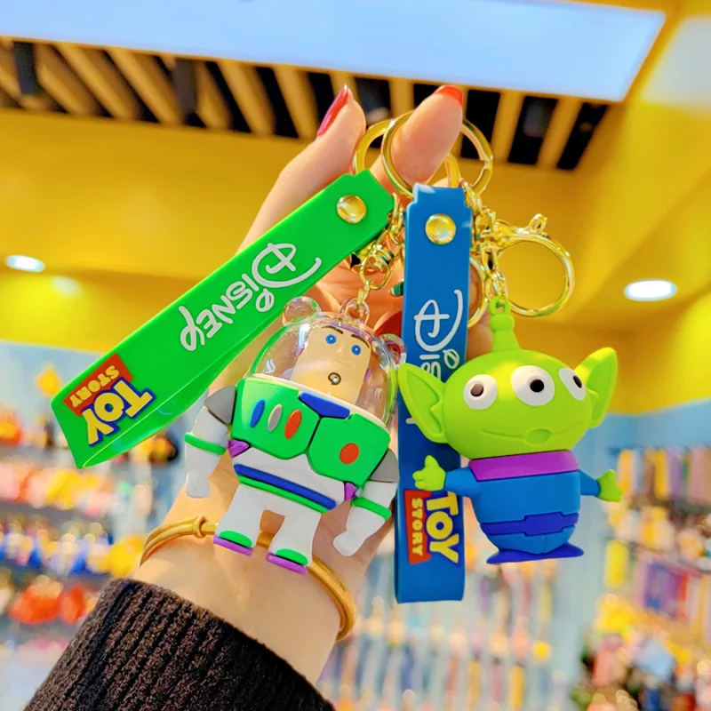 Disney Toy Story Keychains Anime Buzz Lightyear Woody Keychain Figure Bag Pendant Small Gift Cute Strawberry Bear Car Key Case