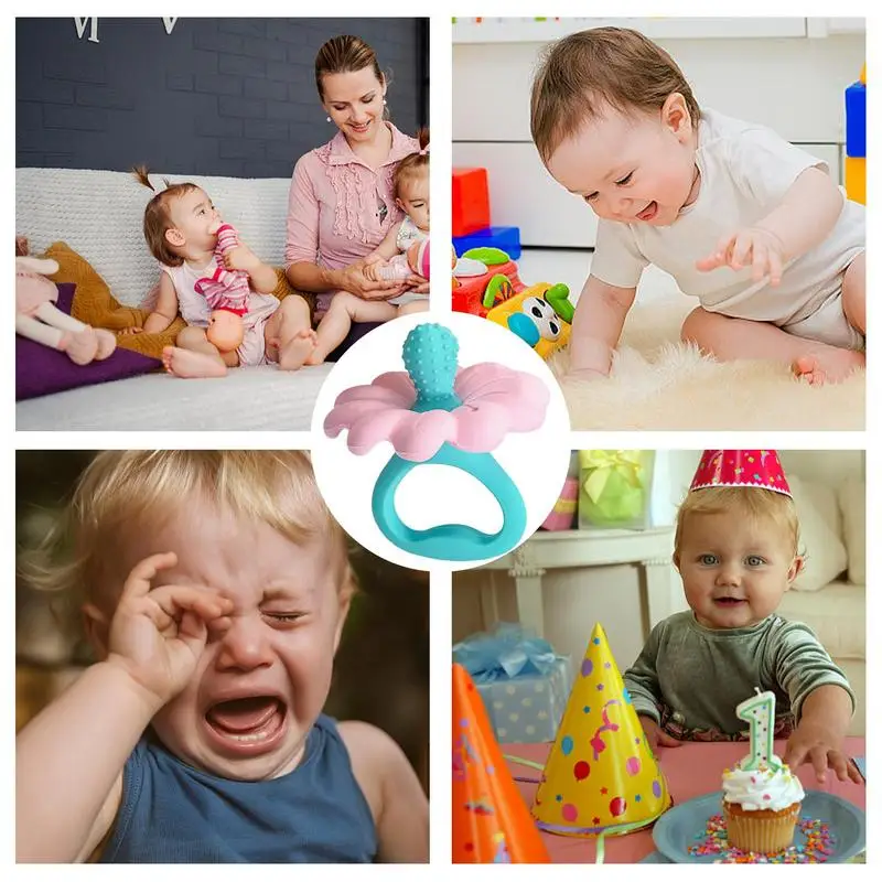 زهرة على شكل عضاضة للأسنان ، التسنين القفاز ، الغذاء الصف طفل اليد عضاضة ، سيليكون مضغ لعب للأطفال ، التسنين قبضة #3