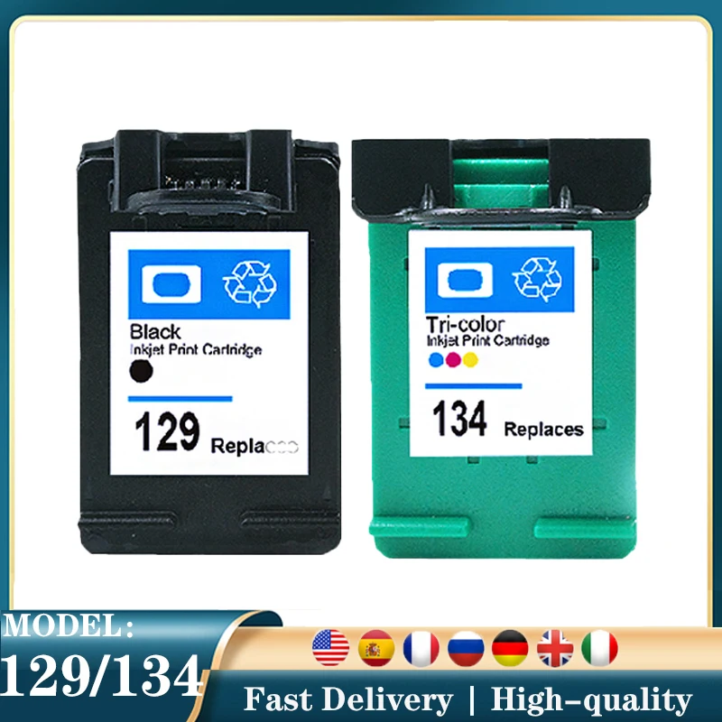 

129XL 134XL Deskjet 6943/6983/5943/D4163 8053/8753/2573/D5063 100/6213/h470 Printer Ink Cartridge Replacement for HP 129 134 XL