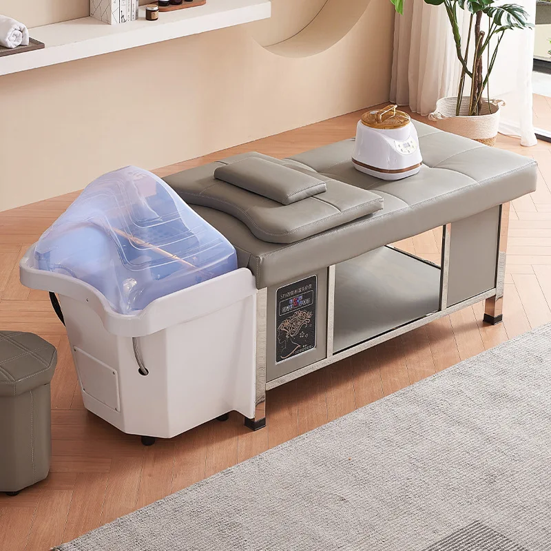 Barber shop stainless steel shampoo bed high-end Thai massage ear bed hair salon special fumigation water circulation