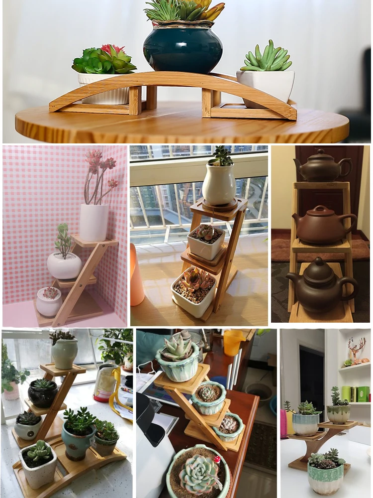 Small flower stand, succulent pothos, solid wood, bay window sill, balcony, living room, office, mini flower pot shelf