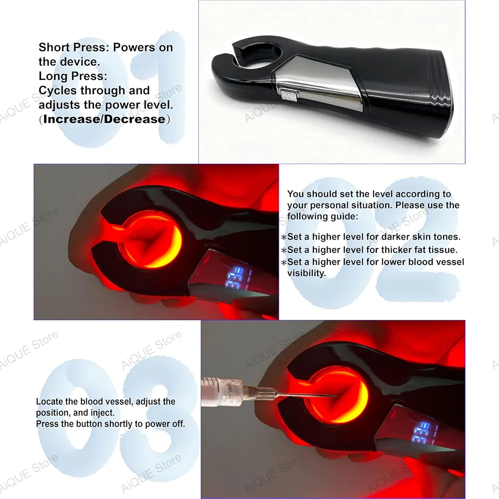 AiQUE Vascular Vein Finder with Storage Case Locator Nurse Injection Handheld Infrared Vein Viewer Detector Blood Vessel Lamp