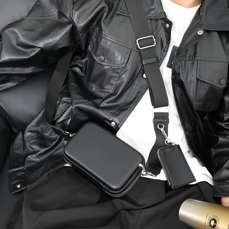 Modne męskie torby Crossbody ze skóry PU Unisex 2 sztuki kieszenie prosty styl Casual wysokiej jakości Mini woreczki podróżne torba piersiowa 가choty