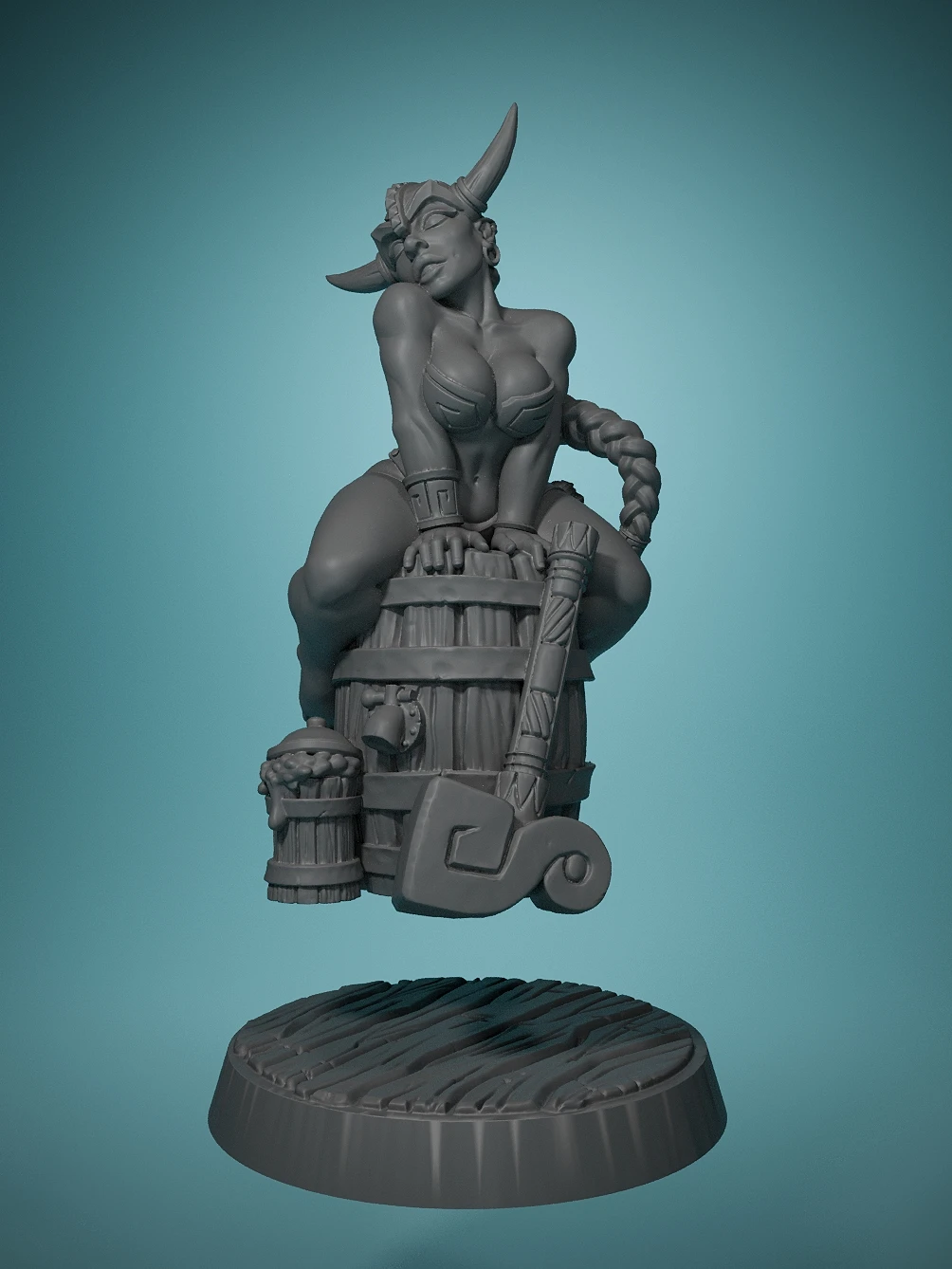 3D Game Character Miniatures Runa-Dwarven Beauty With Braided Hair,Tabletop Role Playing Game Toys 3D Unpainted Female Dwarven