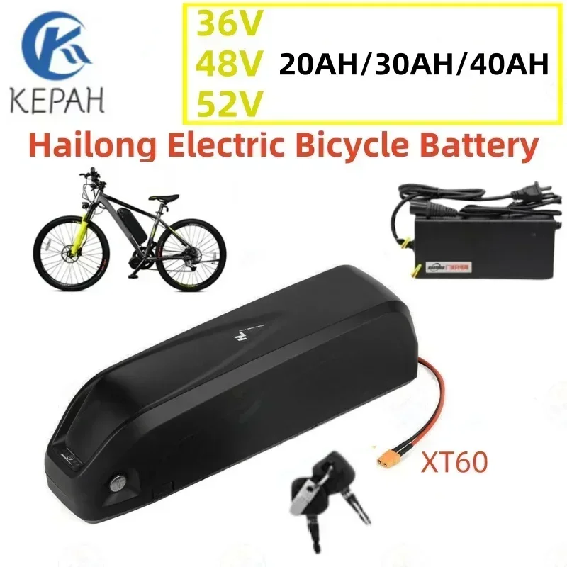 Original 36V 48V 52V 20-40Ah, 18650 Hailong battery, BMS， Suitable for 350W 500W 750W 1000W and gift chargers, customizable plug