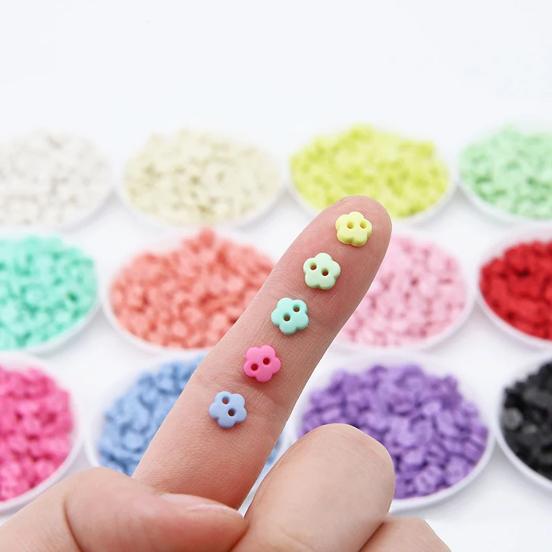 50-200pcs 6mm Frosted Flower Resin Sewing Buttons Solid Color Scrapbooking DIY Cartoon Doll Clothes Crafts Garment Accessories