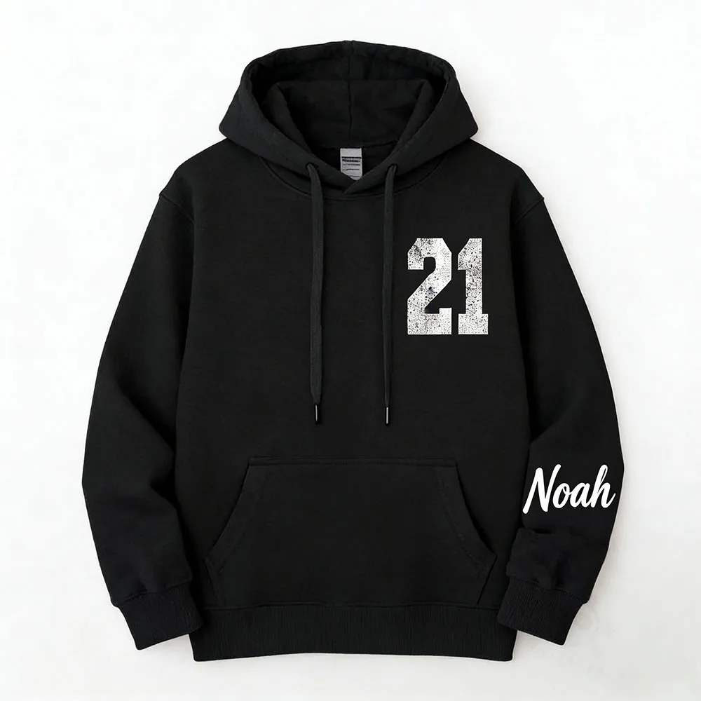 Verontruste retro gepersonaliseerde naam nummer hoodie aangepaste team fan sport sweatshirt zacht ademend spel dag outfit ideaal cadeau