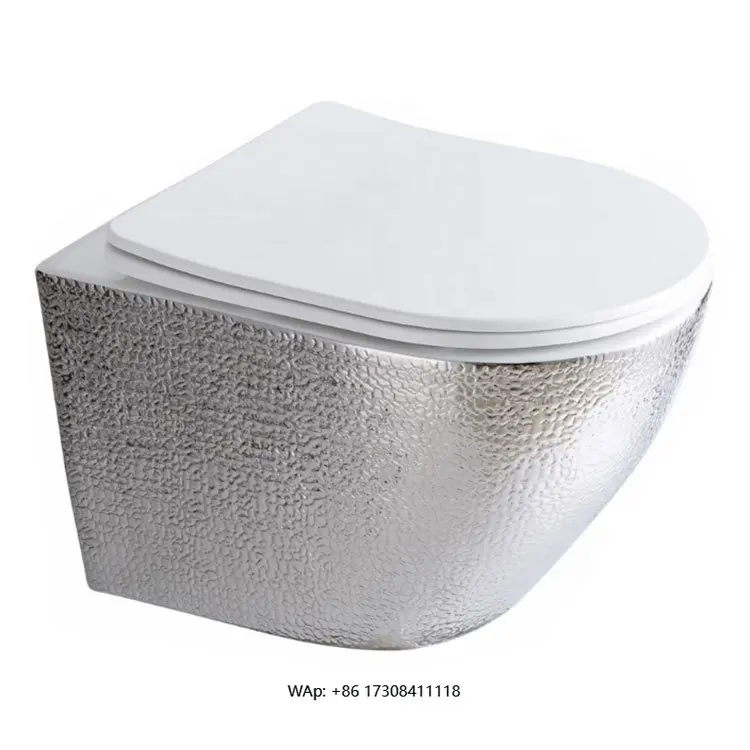 

Европейский дизайн Dual-Flush P-Trap Серебряный настенный цельный унитаз