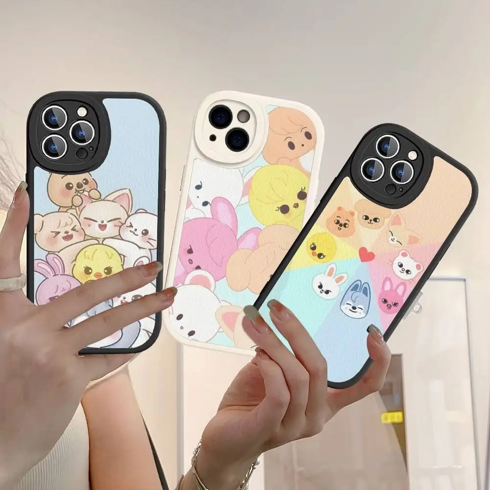 

S-Stray Cartoon Kids Phone Case Hard Leather For iPhone 16 15 14 13 12 Mini 11 14 Pro Max Xs X Xr 7 8 Plus Fundas