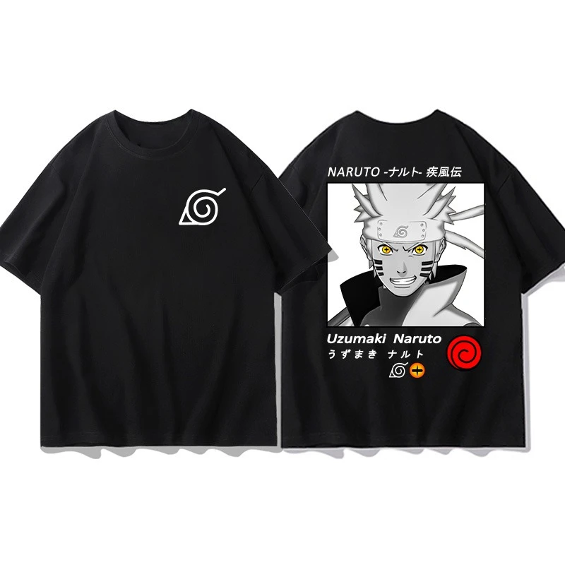 

2025 New Naruto Joint Short-sleeved Men's T-shirt Uchiba Itachi Sasuke Naruto Boys Anime Pure Cotton Trendy Clothes Summer
