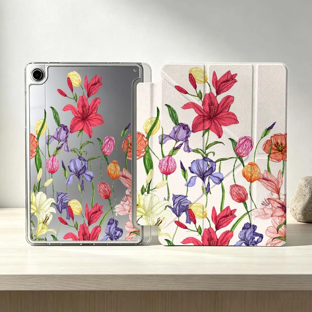

Colorful Floral Pattern Soft For Samsung Galaxy Tab S10 S9 S8 S7 S6 A11 A10 A9 FE Plus Lite Foldable 3Y Tablet Case