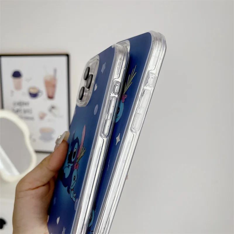 Funda de teléfono de dibujos animados de Disney para iPhone 13, 12, 11, 14, 15 Pro Max, 2 en 1, funda anticaída con armadura, llavero, muñeca de punto