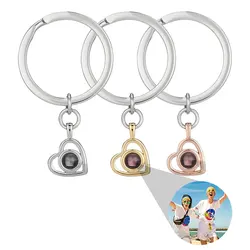 Photo Projection Keychain Heart Personalized Photo Keychain Stainless Steel Custom Projection Photo Keychain Anniversary Gift