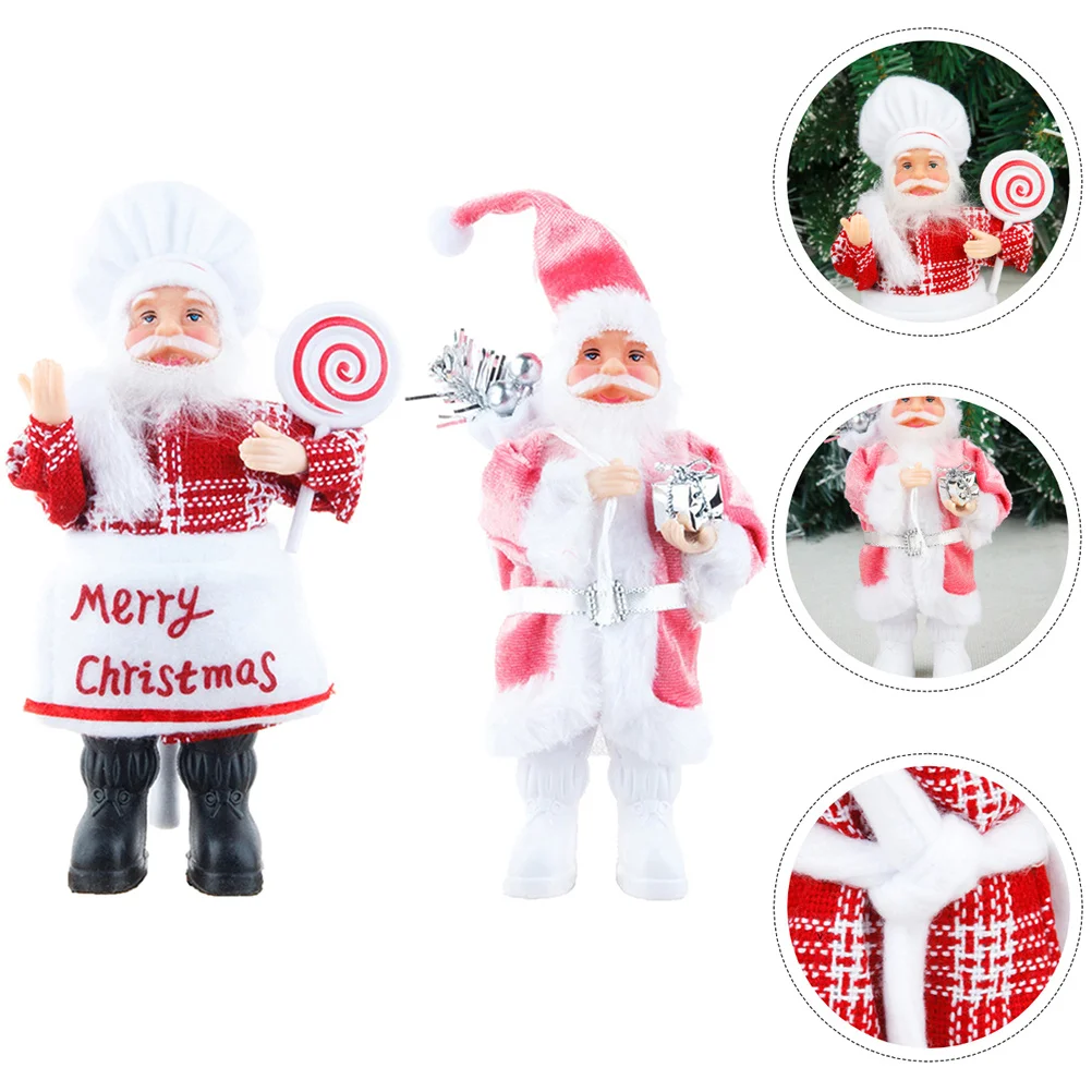 

2Pcs Christmas Santa Claus Ornaments Plastic Hanging Decorations for Tree Wall Christmas Party Home Decor
