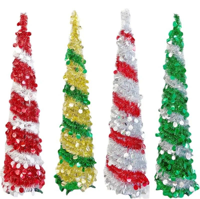 

Christmas Tree Green Small Pine Tree Sisal Placed In The Desktop Xmas Party Ornaments Navidad Folding Retractable Bicolor Tree