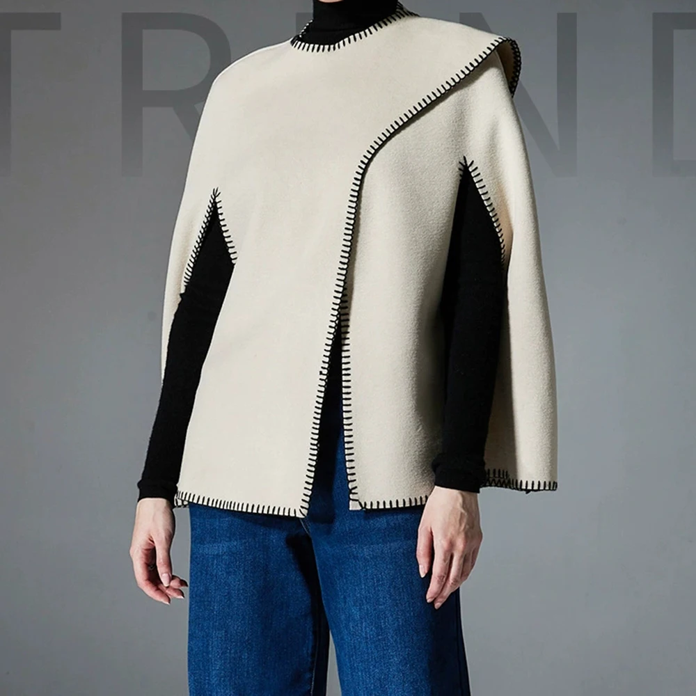 

Mid-to-high-end European spring, autumn and winter new halter neck stitching cloak shawl-GZXX727