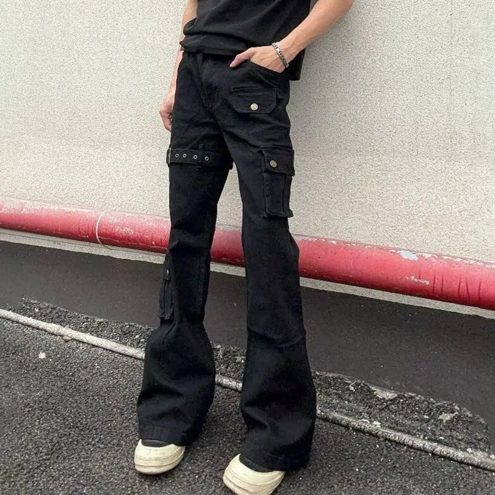 صيف جديد الرجال بلون مستقيم الجينز الأمريكية الرجعية موضة الاتجاه شارع العليا الهيب هوب فضفاض تنفس الرجال قيعان #3
