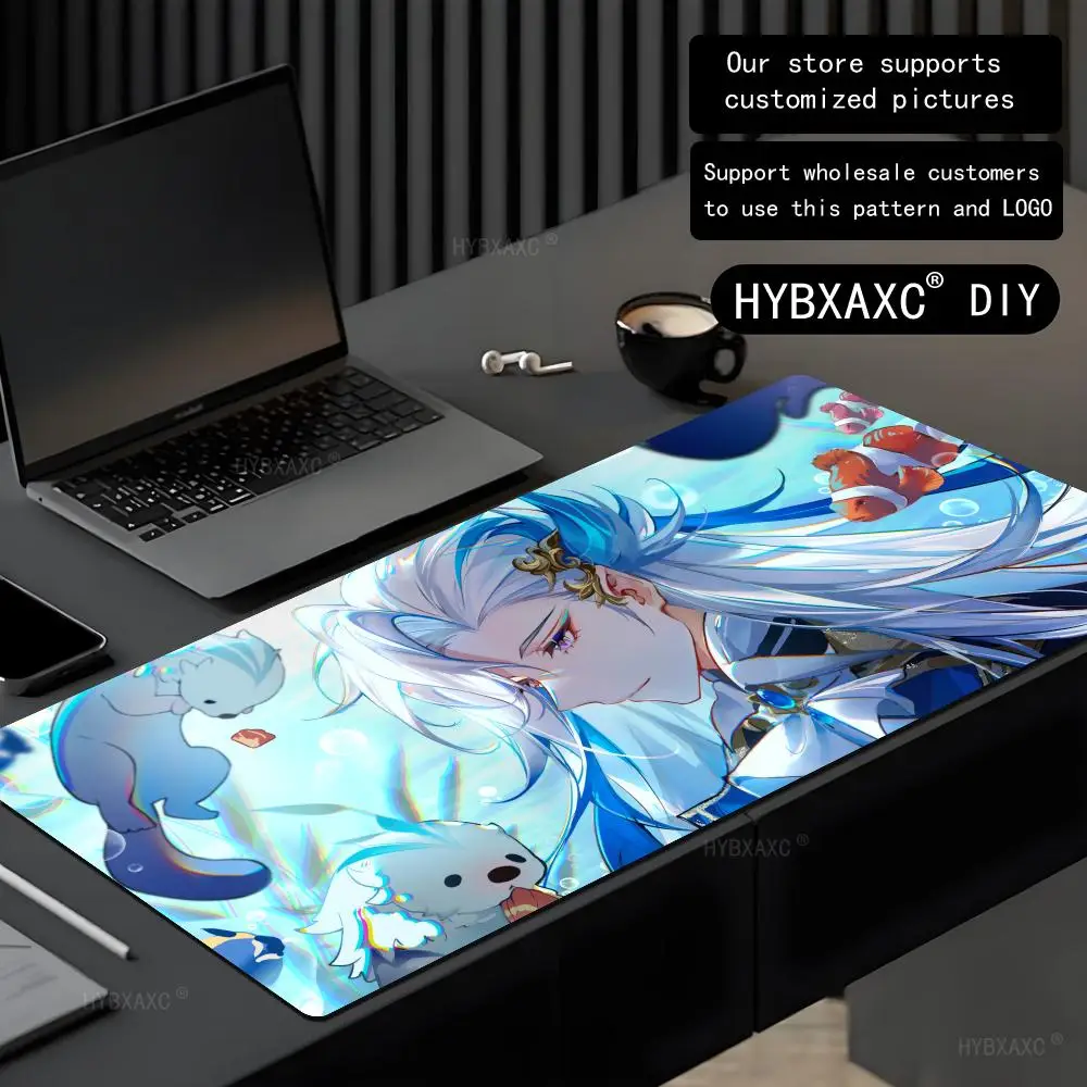 Wriothesley Neuvillette Mouse Pad Genshin Impact Large XXL Mousepad Computer Keyboard Padding Anime Gaming Accessories Desk Mat