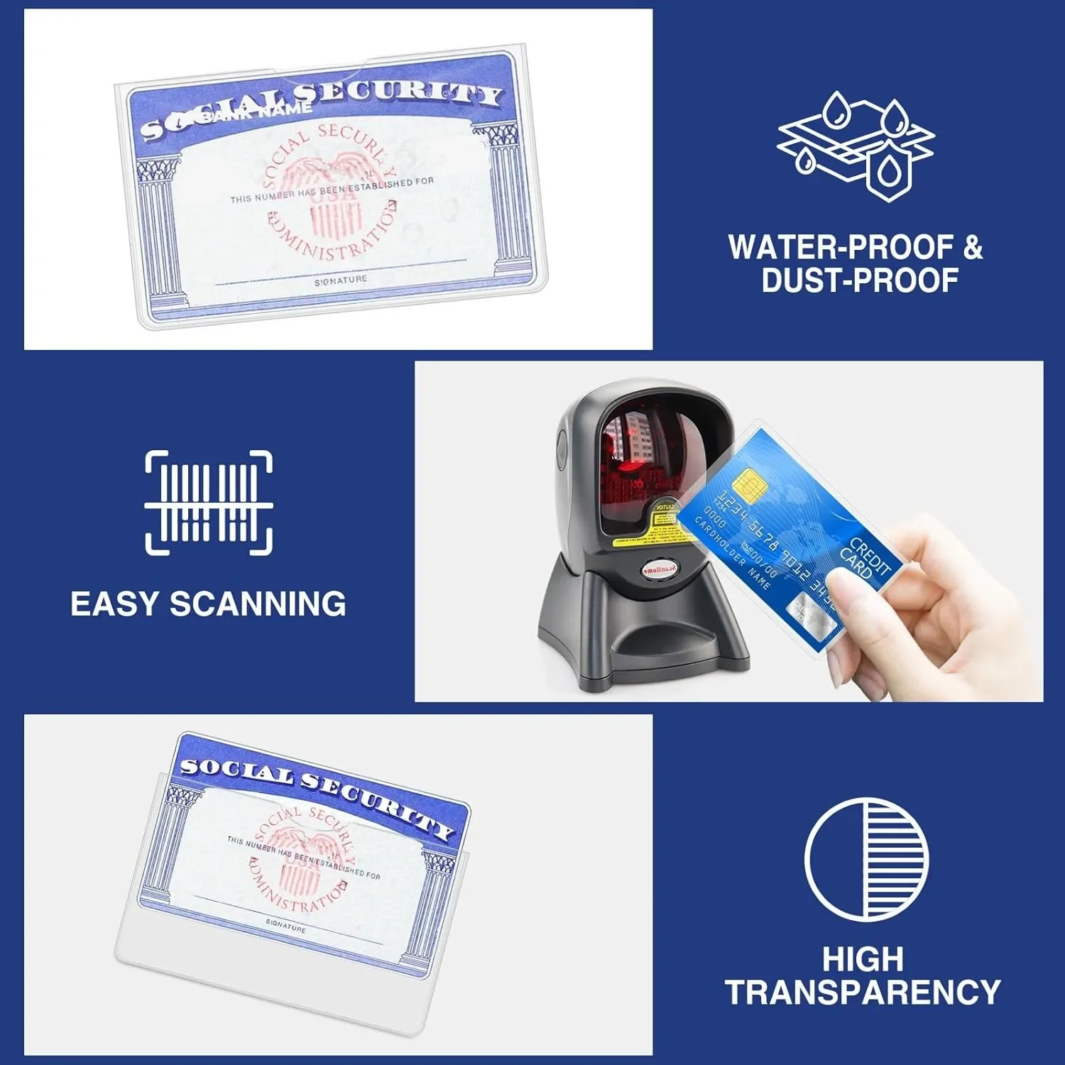 10Pcs Waterproof Clear Plastic Card Protector Sleeves Soft ID Card Holders for Credit/Access/Gaming Cards