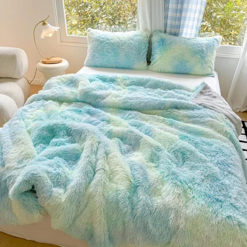 

2024 New Farley Fleece Double Bed Quilt Cover Coloured Milk Fleece Duvet Cover Thickened Warm Bedding 100x150 150x200 230x200