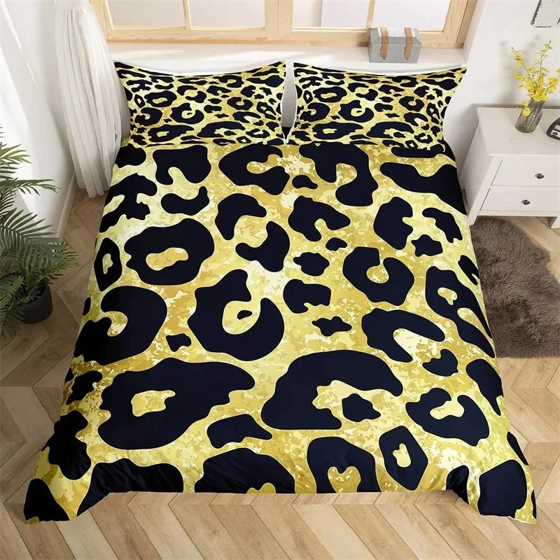 Leopard Cheetah Comforter Cover Twin Zebra Snake Giraffe Animal Skin Print Duvet Cover Abstract Geometric Patchwork Bedding Set