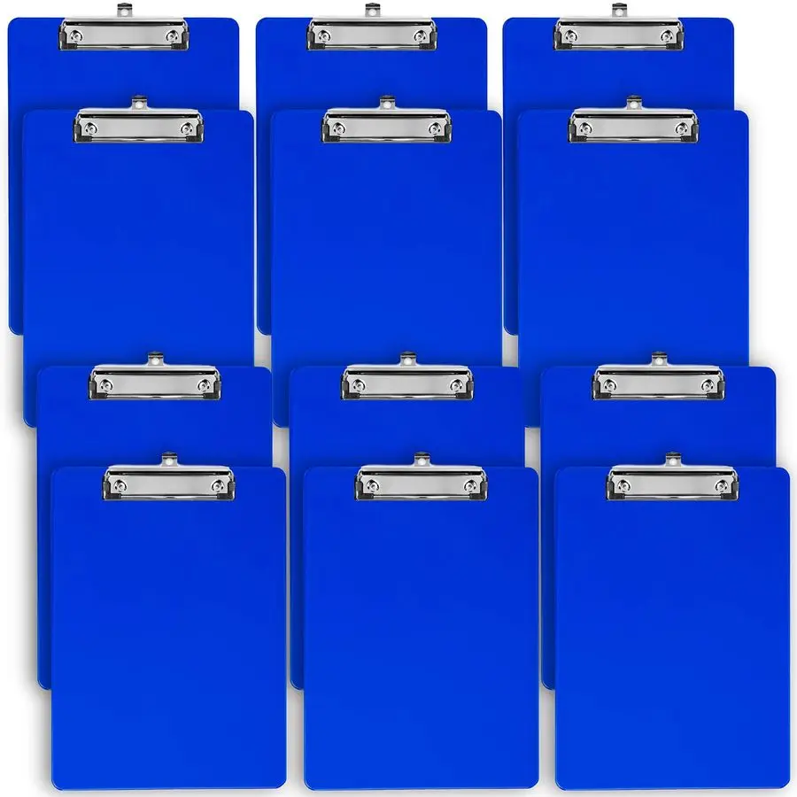 

Plastic Clipboard with Low Profile Clip Pack of 12 Letter Size Clip Board Blue with Flat Clip, A4 Size Acrylic Clipboard for Boy
