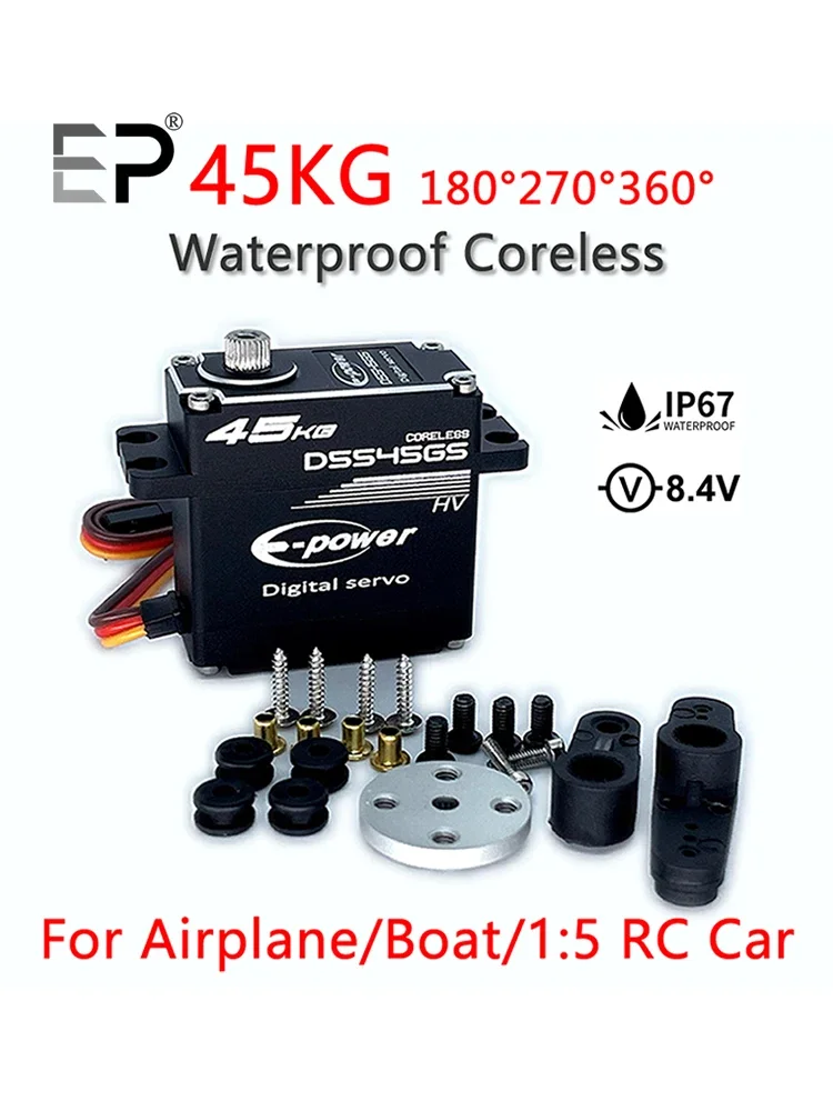 

Waterproof 45kg servo d5535gs180/270/360degree aluminum housing digital metal gear hv coreless e-power for rc auto lkw and boat