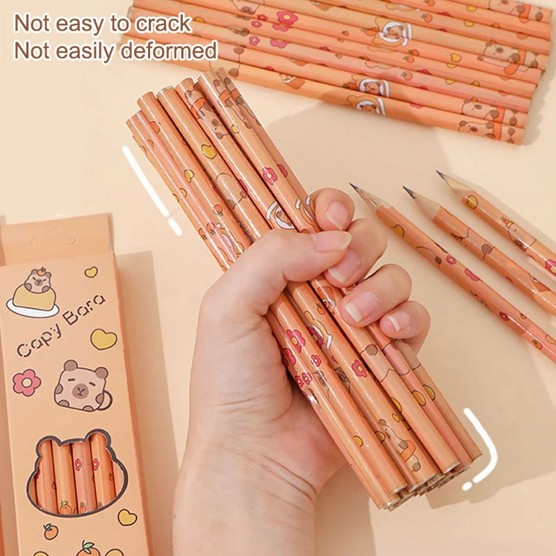 12pcs Funny Cute Capybara Writing Pencil Cartoon HB Drawing Pencil Student Stationery Sketch Items Creative Fashion Pencil