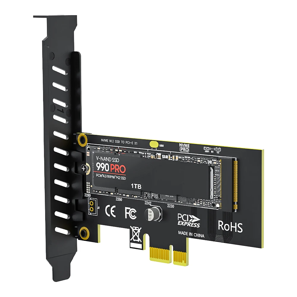 Karta adaptera JEYI M.2 NVME SSD do PCIe 4.0 x1, karta rozszerzeń 2280 SSD PCIE X1 do komputerów stacjonarnych, PCI-E GEN4 16 Gb/s pełna prędkość SK1 — zdjęcie 2