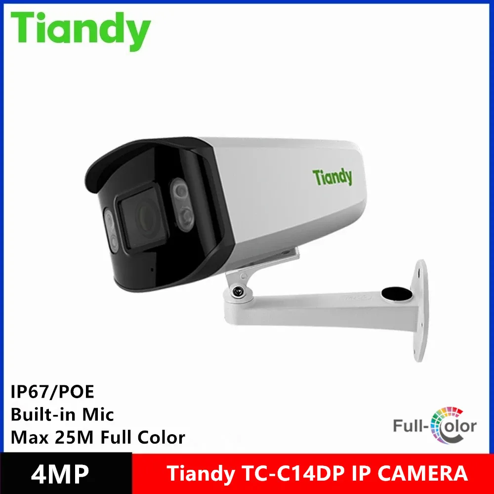 Original Tiandy brand TC-C14DP 4MP POE build in MIC IP67 build in 4 white light 24 hours full Color video ip Camera