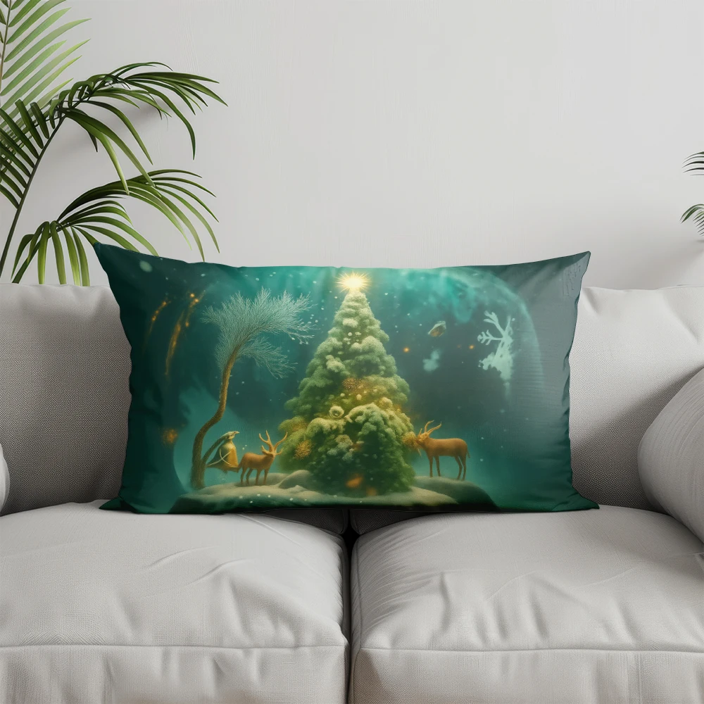 Home Decor Enchanted Forest Moonlit Scene Suitable For Sofa Bedroom Car Pillow Cover Cushion Rectangular Back Cushion